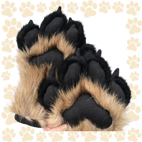 Fursuit Paws Black Furry Paws With Claws Brown Puffy Paws Etsy