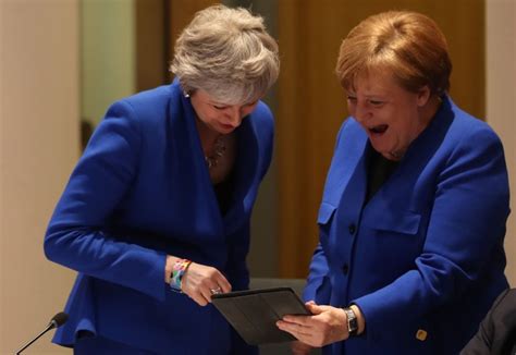 Eu Leaders Laugh At Theresa May And Angela Merkels Matching Jackets