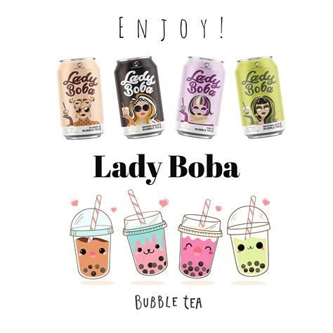 Pack Of 4 Lady Boba 4 Cans Milk Bubble Tea With Boba Pearls In A Can