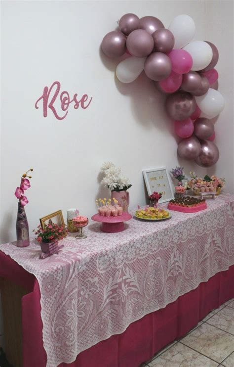 Decoração Festa Simples Rose Gold Rosa E Dourado Customizandonet
