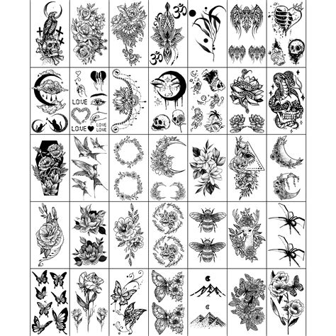 Buy Soovsy Sheets Large Flower Temporary Tattoo Butterfly Bee Crescent Moon Half Arm Tattoos