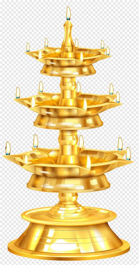 Gold Colored 3 Tier Rack Art Illustration Diwali Diya Light Diwali