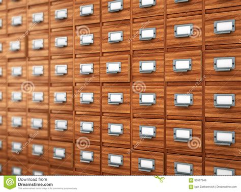 Database Concept Vintage Cabinet Library Card Or File Catalog Stock