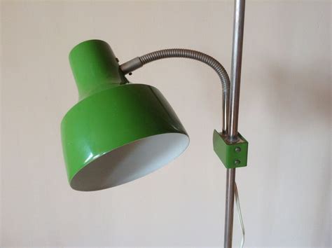 Vintage Modern Floor Lamp Green Silver Metal Midcentury Industrial