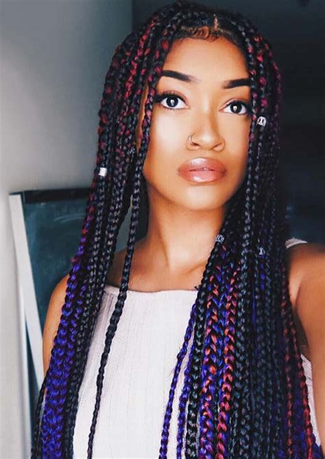 9 Perfect Examples Of Purple Box Braids Hairstyles Out