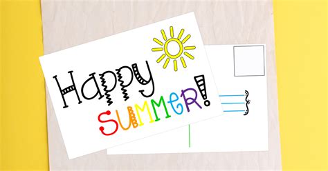 Printable Summer Postcard For Kids To Send In The Mail
