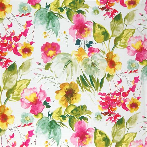 Springtime Pink Floral Cotton Upholstery Fabric