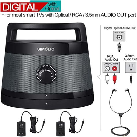 Simolio Wireless Tv Speaker With Hearing Aid Technology Portable Sound