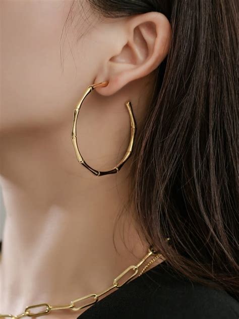 Brass Geometric Minimalist Hoop Earring 1000289323
