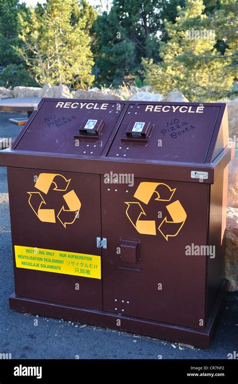 Recycling Garbage Bins Grand Canyon Usa Stock Photo Alamy