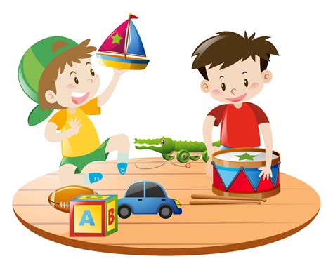 Boys Playing With Toys 369489 Vector Art At Vecteezy