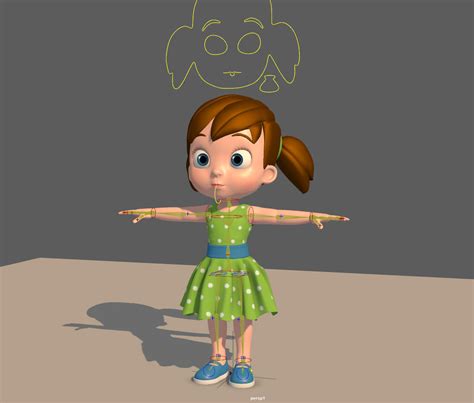 Cartoon Little Girl Rigged 3d Model Rigged Cgtrader