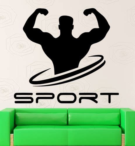 Muscle Men Silhouette Vinyl Wall Decal Sport Bodybuilding Gym Muscled