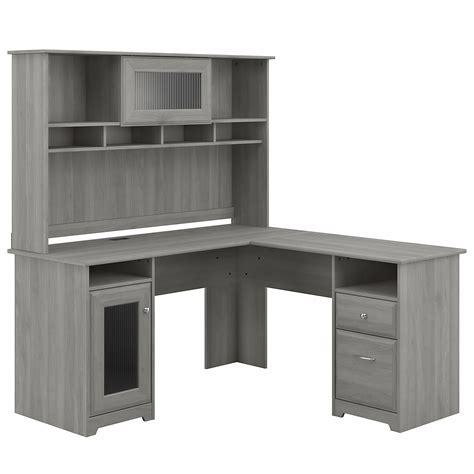 Furniture Cabot 60w L Shaped Computer Desk With Hutch In Modern Gray By
