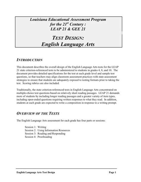 English Language Arts Louisiana Department Of Education