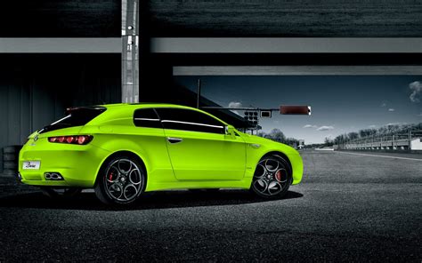 Bright Green Car On The Street Wallpapers And Images Wallpapers