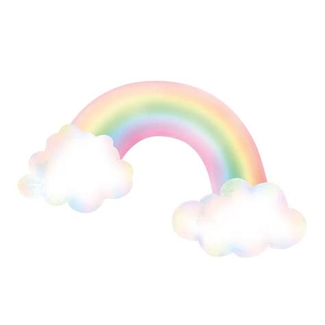 Pastel Rainbow With Clouds Wall Sticker Rainbow Wall Sticker Etsy Uk