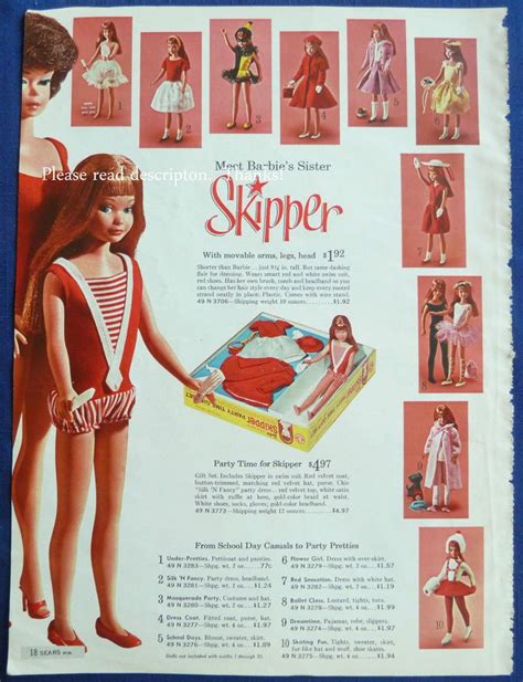 Skipper Mattel Fashion Doll Barbie Little Sister 1960s Sears Original Print Ads Barbie Sisters