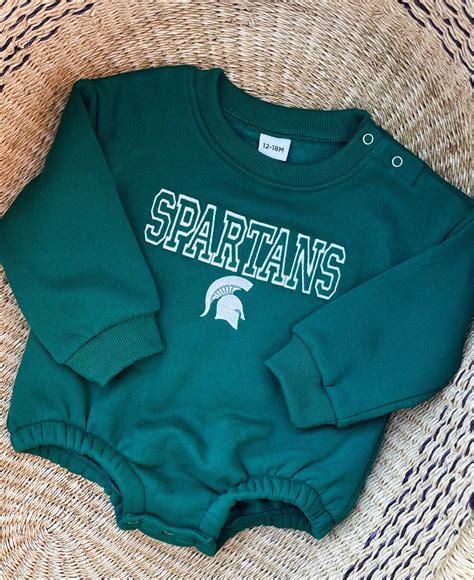 Babytoddler Michigan State Spartans Embroidered Sweatshirt Romper Baby