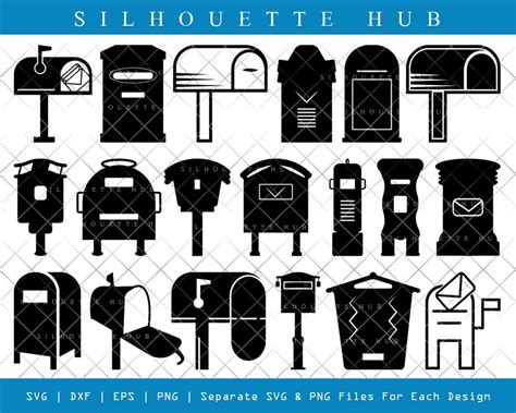 Mailbox Silhouette Mail Svg Mailbox Stencil Svg Opened Etsy