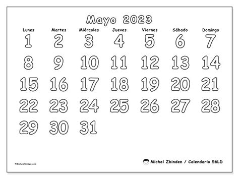 Calendario Mayo De 2023 Para Imprimir “47ld” Michel Zbinden Cl