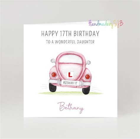 Personalised 17th Birthday Card Car Drivinglearner Driver Etsy