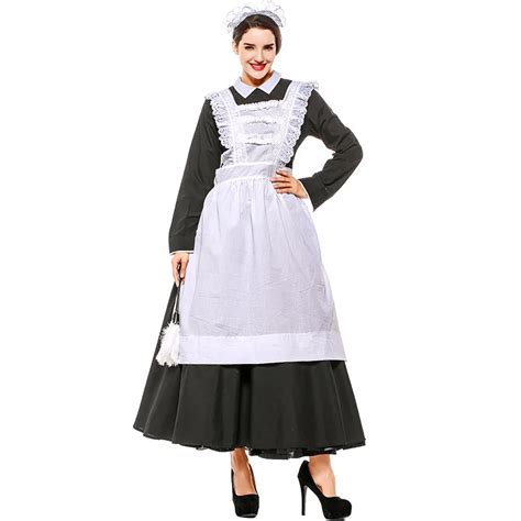 Adult Victorian Maid Poor Peasant Servant Fancy Dress French Wench Manor Maid Costume Outfit In