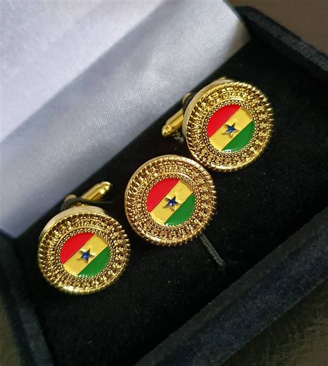 Ghana Flag Gold Plated Cufflinks Set And Lapel Pin Executive Etsy