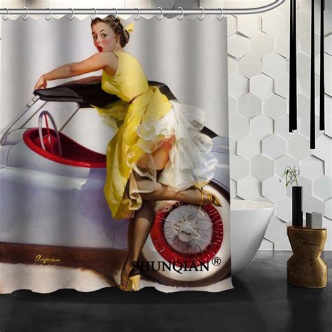 Buy Best Nice Custom Pin Up Girls Art Shower Curtain Bath Curtain Polyester