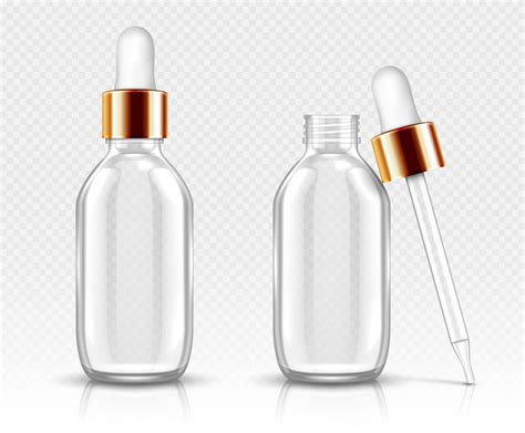 Glass Bottles With Dropper For Serum Or Oil Mockup 15486279 Vector Art