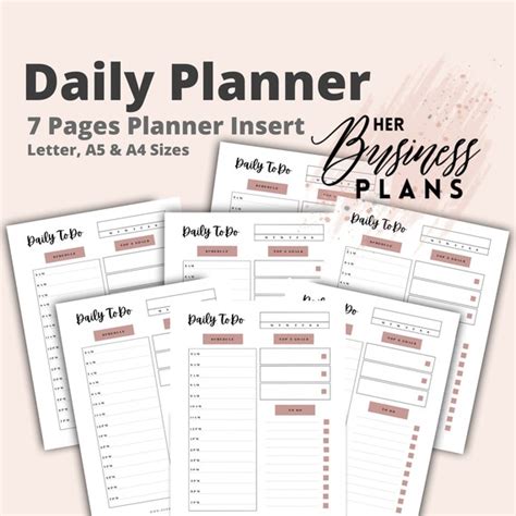 Daily Planner Printable Inserts Nude Beige Daily Planner Etsy