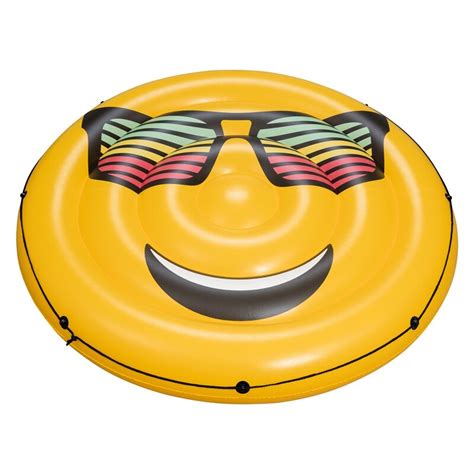 Inflatable Smiley Face Emoji With Glass Pool Float Air Bed