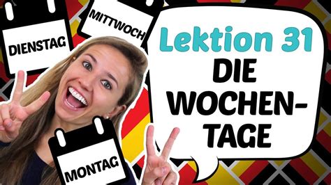 German Lesson 31 Learn The Days Of The Week In German Youtube