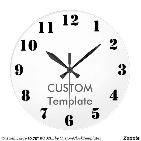 Custom Large 1075 Round Wall Clock Stencil Font Zazzle Round Wall
