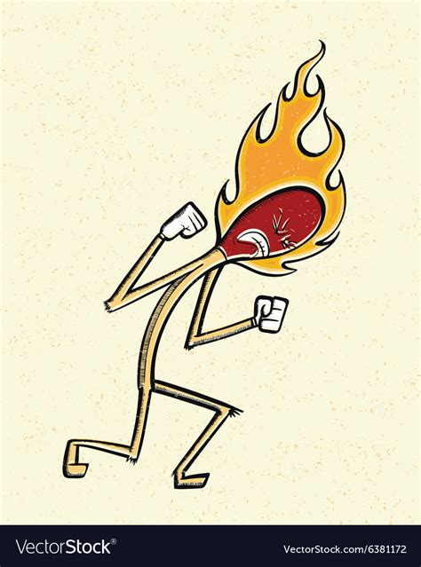 Burning Match Man Cartoon Royalty Free Vector Image