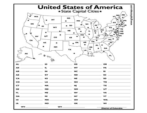 State And Capital Map Worksheet