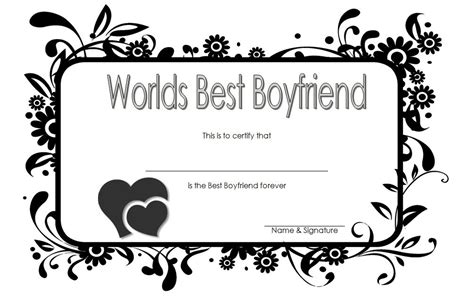 Best Boyfriend Certificate 10 Romance Designs