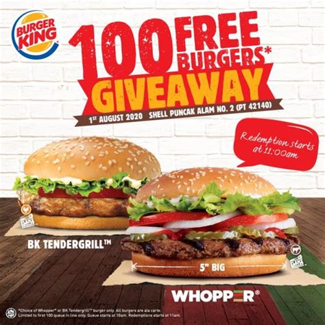 To celebrate, we are giving out free* 100 burgers, so come visit our new store at shell puncak alam and get. Burger King Puncak Alam Opening Promotion FREE Burgers (1 ...