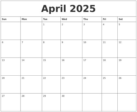 April 2025 Printable November Calendar