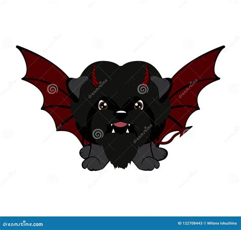 Devil Dog With Horns And Bat Wings Stock Vector Illustration Of