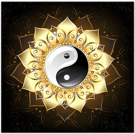 tablou canvas yin si yang desen in lotus