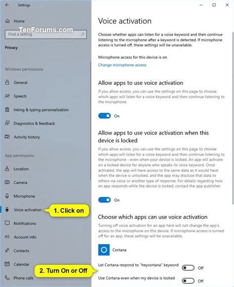 Allow Or Deny Apps Access To Use Voice Activation In Windows 10 Tutorials