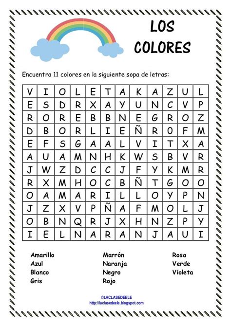 Crucigramas de comida para imprimir. Image result for colores en espanol crucigrama | Gramatica