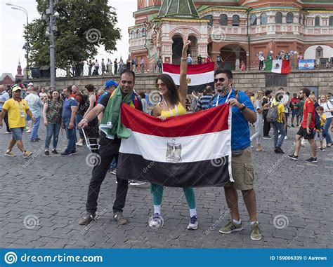 Moscow June 17 2018 Soccer World Cup Fanatics Of Egypt With Flags