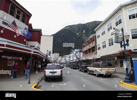 Juneau Street Capital Of Alaska Usa Stock Photo Alamy
