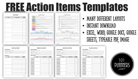 Free Customizable Action Items Template