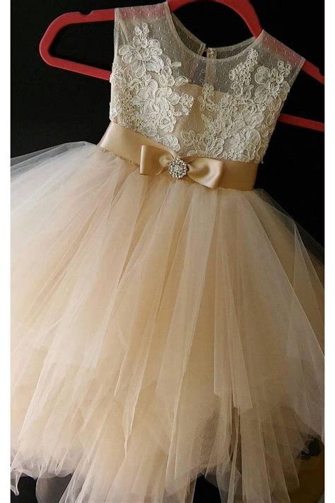 cheap tulle flower girl dress with lace cute flower girl dress with bow belt f050 flower girl