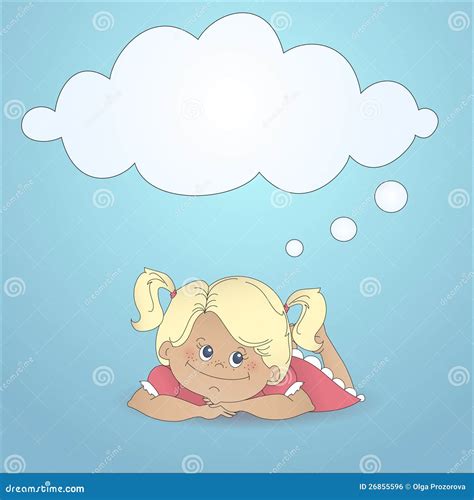 Cartoon Girl Dreaming With A Thought Bubble Stock Vector Illustration