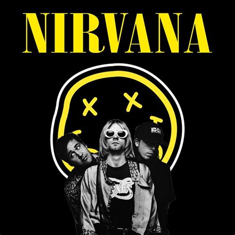 Nirvana Poster On Black Background With Yellow Circle