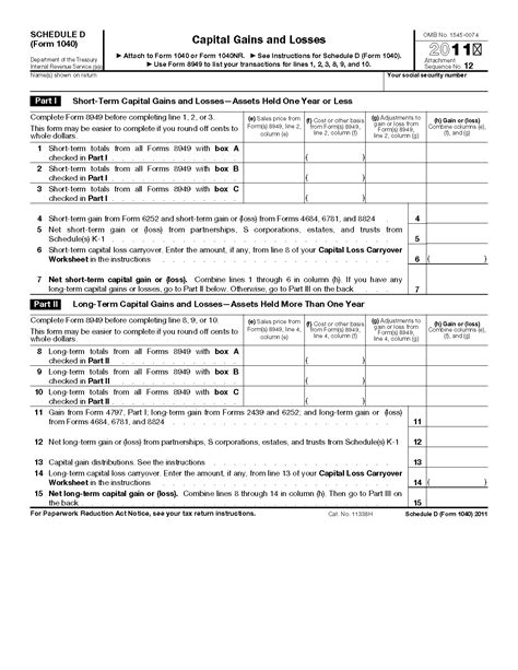 Irs Form 1040 Schedule D Worksheet 1040 Form Printable
